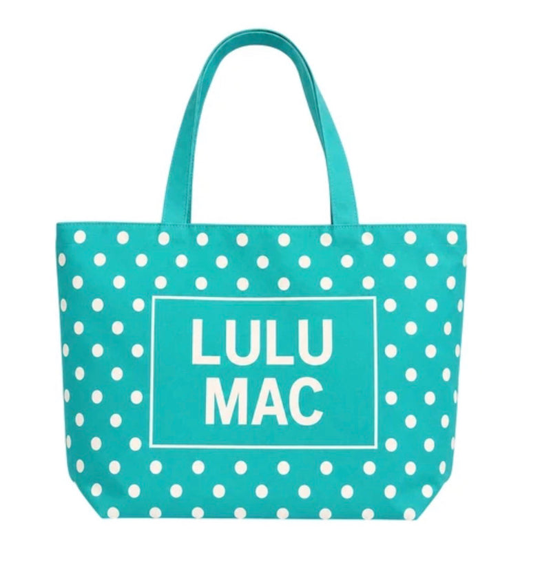 LuLu Mac Canvas Tote Mint PolkaDot