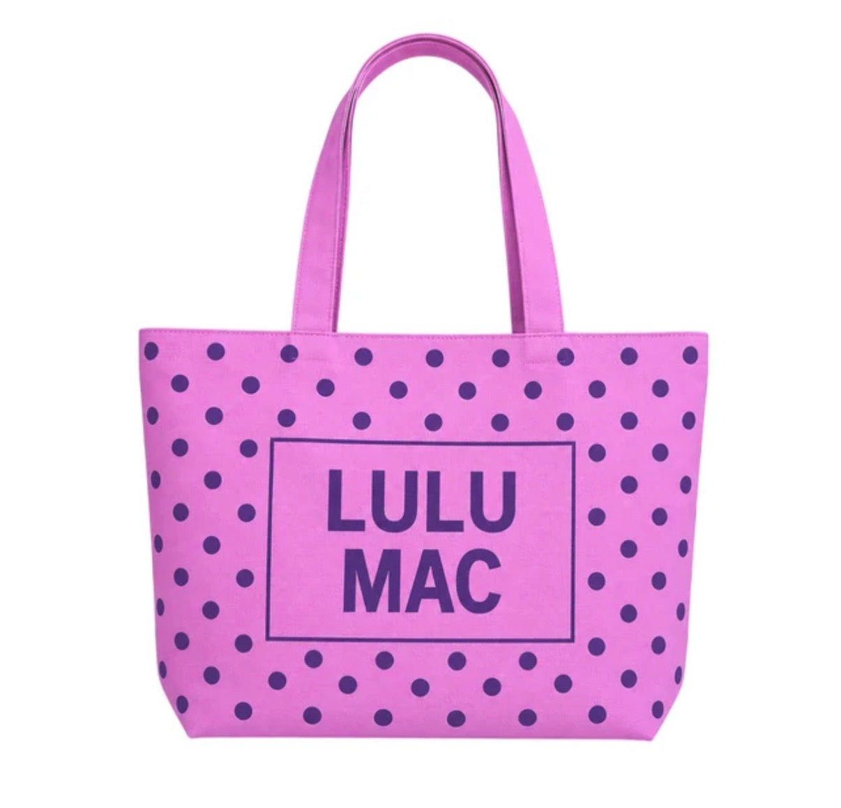 LuLu Mac Canvas Tote BubbleGum Purple PolkaDot