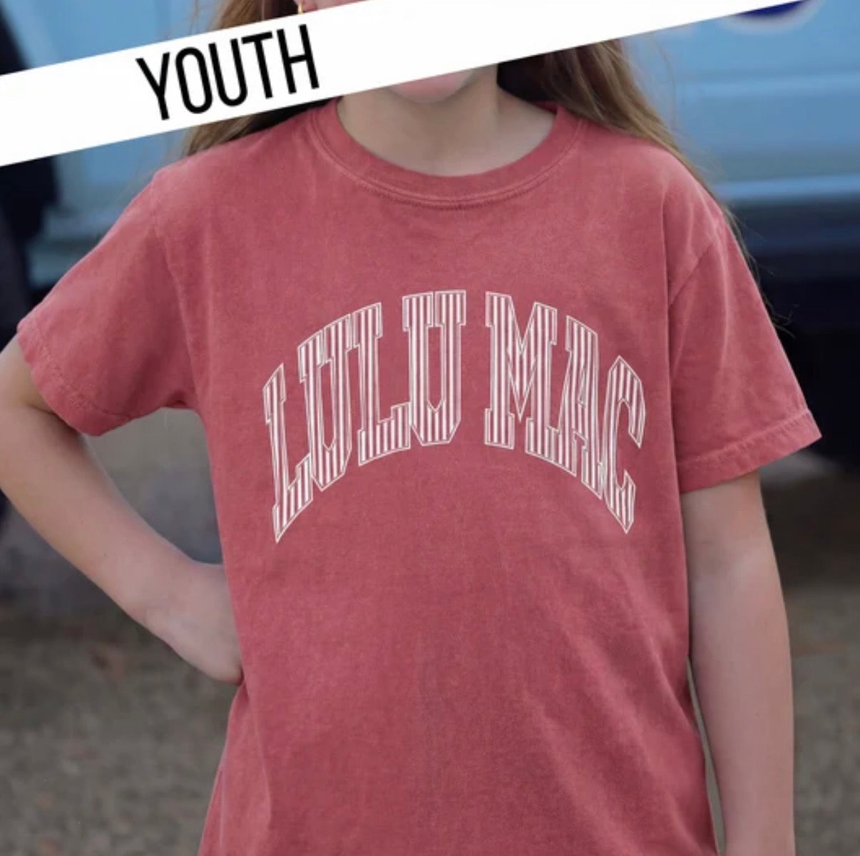 LuLu Mac Kids Stripe Tee Crimson