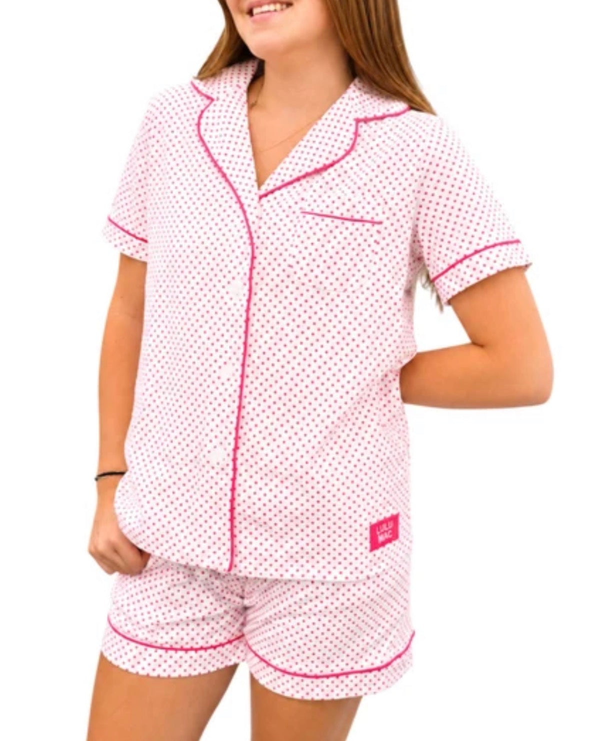 LuLu Mac PJ White PinkDot