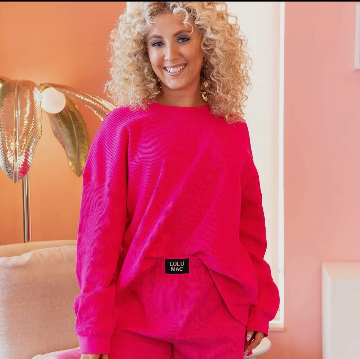 LuLu Mac Waffle Top Hot Pink